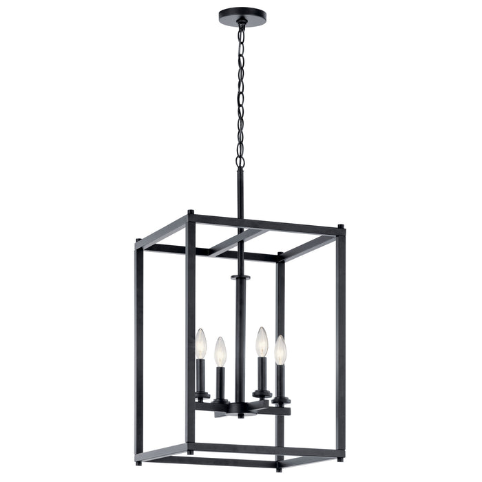 Kichler Four Light Foyer Pendant In Black Finish