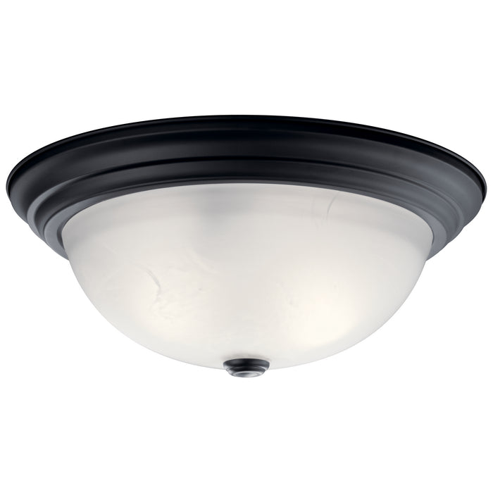 Kichler 6 Inch Three Light Flush Mount In Black Finish with Clear Satin Etched