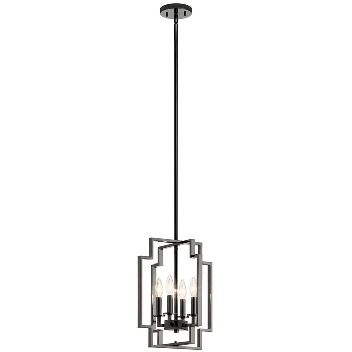 Kichler 17 Inch Four Light Foyer Pendant Midnight Chrome