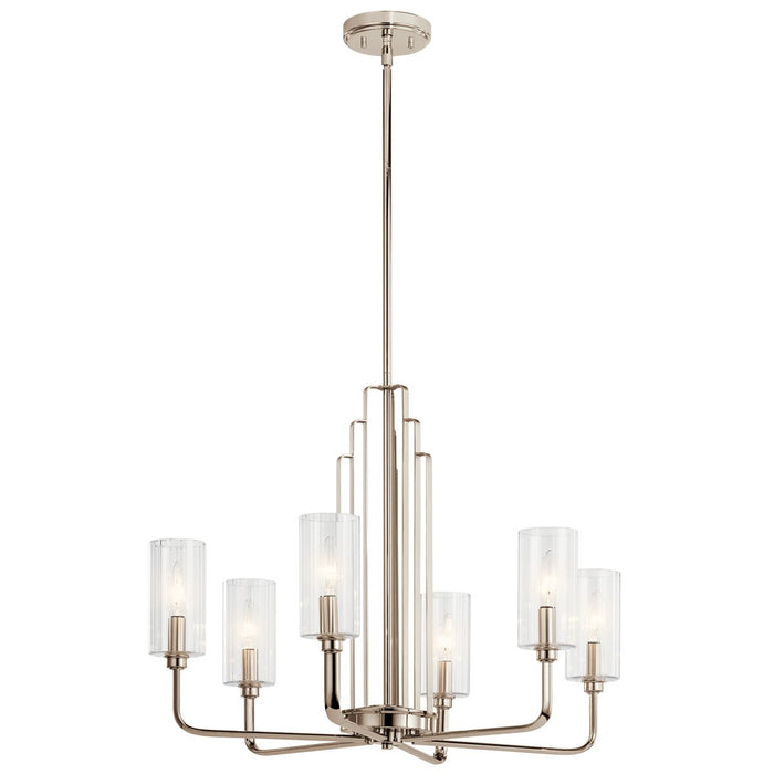 Kichler 20.75 Inch Six Light Chandelier with Clear Fluted Glass