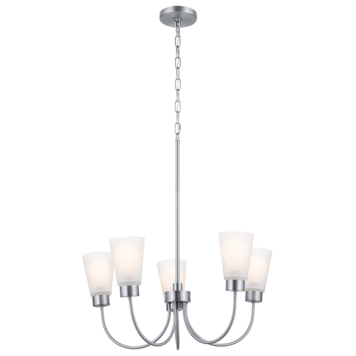 Kichler 19.25 Inch Five Light Chandelier with Clear Satin Etched Glass