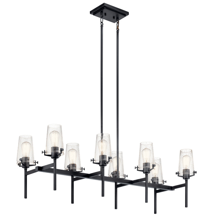 Kichler Eight Light Linear Chandelier with Clear Seeded Glass