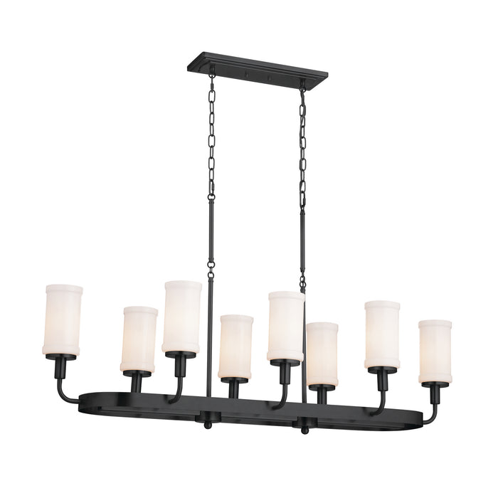 Kichler 25.5 Inch Eight Light Linear Chandelier with Opal Glass