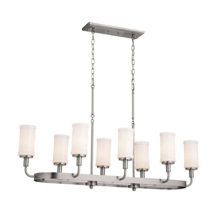 Kichler 25.5 Inch Eight Light Linear Chandelier with Opal Glass