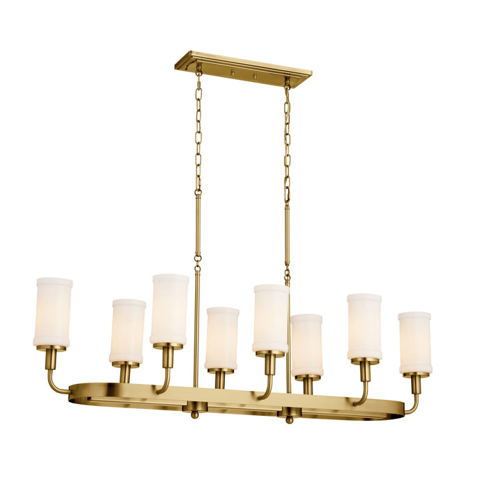 Kichler 25.5 Inch Eight Light Linear Chandelier with Opal Glass