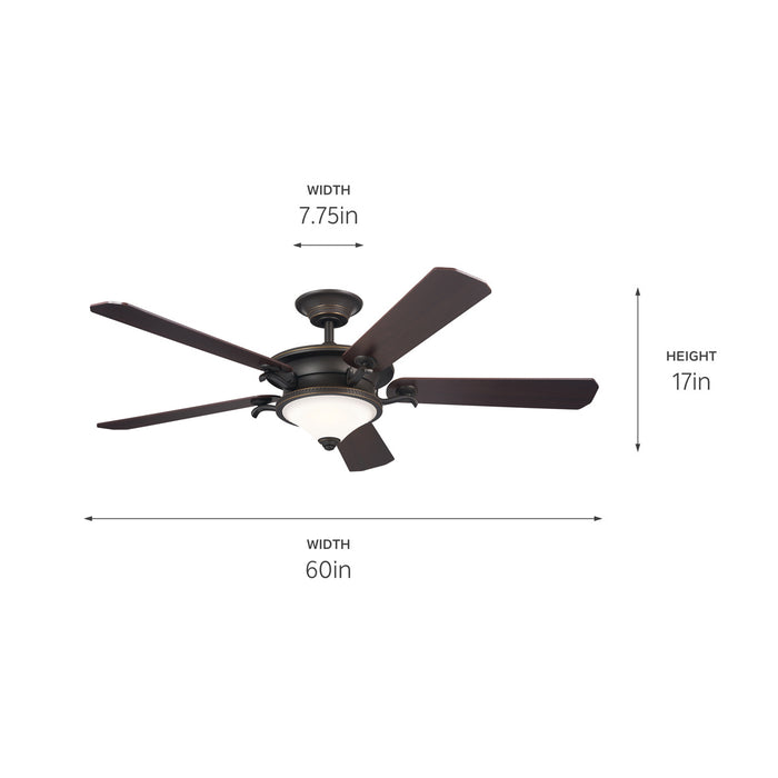 Kichler 60 Inch Ceiling Fan with 8-Inch Integrated, Dimmable 3000K LED light