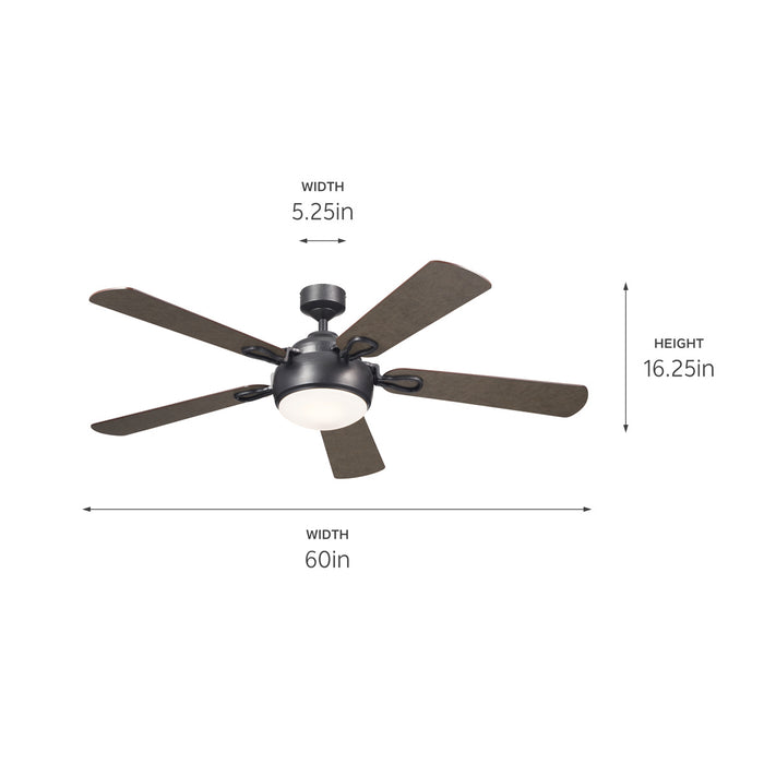 Kichler 60 Inch Ceiling Fan with Steel body and Plywood Blades