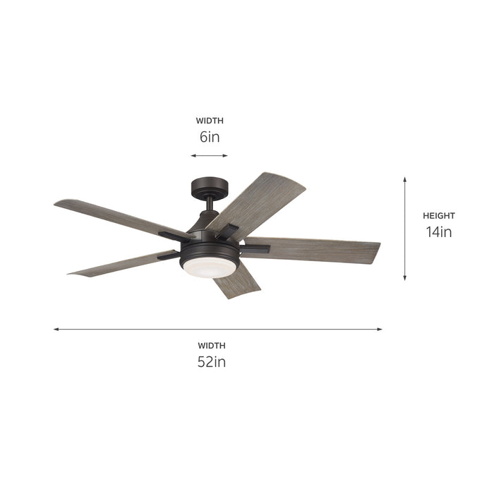 Kichler 52 Inch Ceiling Fan with Steel Body and Lightweight ABS Blades