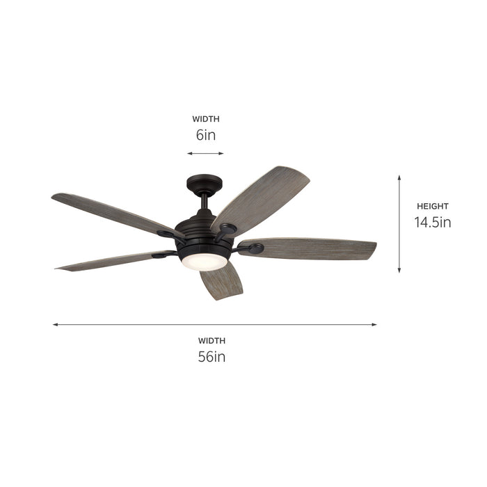 Kichler 56 Inch Ceiling Fan with 4-Inch Integrated, Dimmable 3000K LED Light