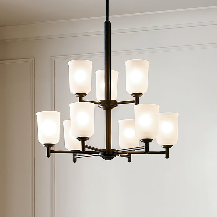 Kichler Nine Light Chandelier with Removable Glass