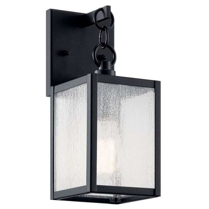 Kichler One Light Outdoor Wall Mount In Black Finish with Clear Seeded Glass