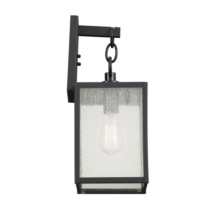 Kichler One Light Outdoor Wall Mount In Black Finish with Clear Seeded Glass