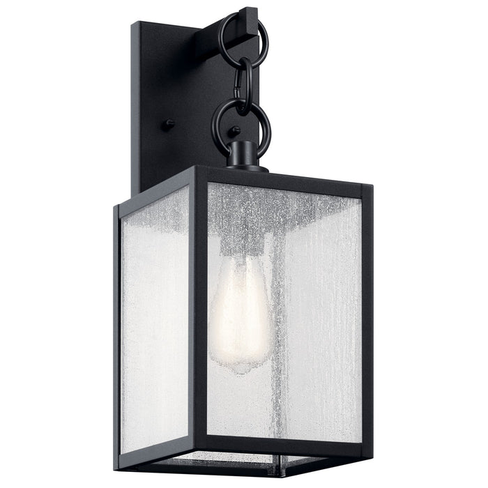 Kichler One Light Outdoor Wall Mount In Black Finish with Clear Seeded Glass