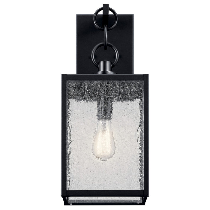 Kichler One Light Outdoor Wall Mount In Black Finish with Clear Seeded Glass