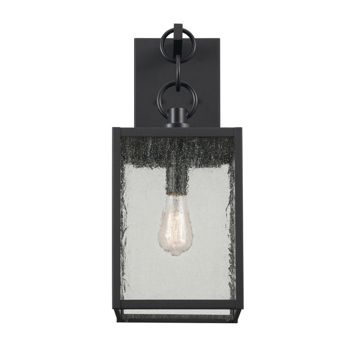 Kichler One Light Outdoor Wall Mount In Black Finish with Clear Seeded Glass