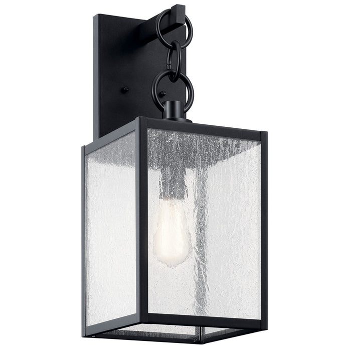 Kichler One Light Outdoor Wall Mount In Black Finish with Clear Seeded Glass