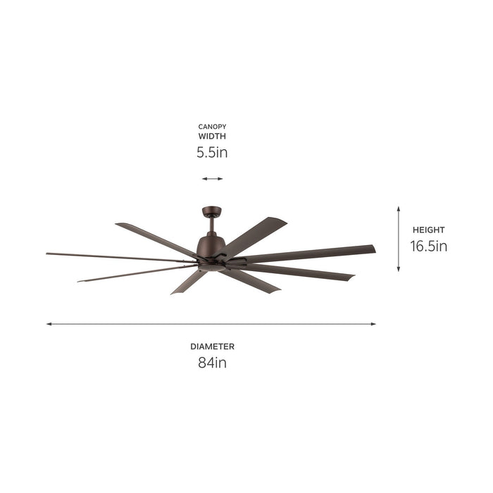 Kichler 84 Inch Ceiling Fan with Steel Body and Aluminum Blades