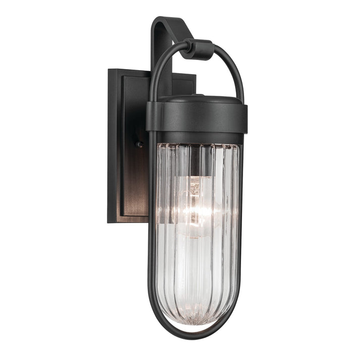 Kichler 16 Inch One Light Outdoor Wall Mount In Black Finish with Clear Glass