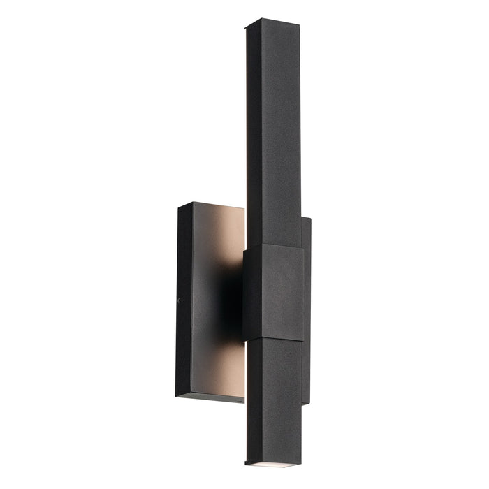 Kichler LED Outdoor Wall Mount In Black Finish with Clear Acrylic Satin Etched