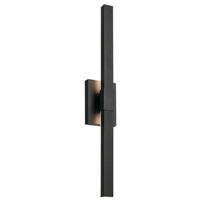 Kichler LED Outdoor Wall Mount In Black Finish with Clear Acrylic Satin Etched