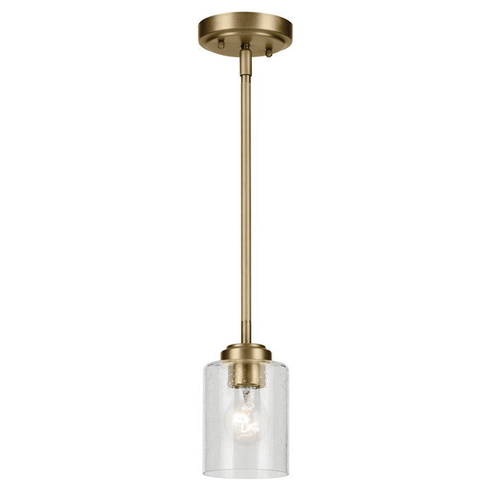 Kichler One Light Mini Pendant In Natural Brass Finish