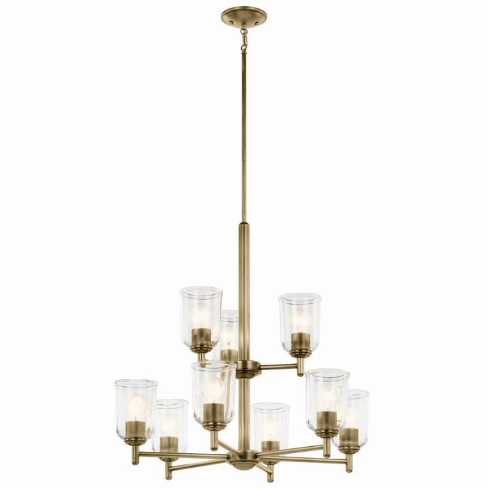 Kichler Nine Light Chandelier with Removable Glass