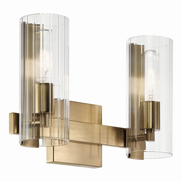 Kichler 13.75 Inch Two Light Bathroom Vanity Lighting with Clear Fluted Glass