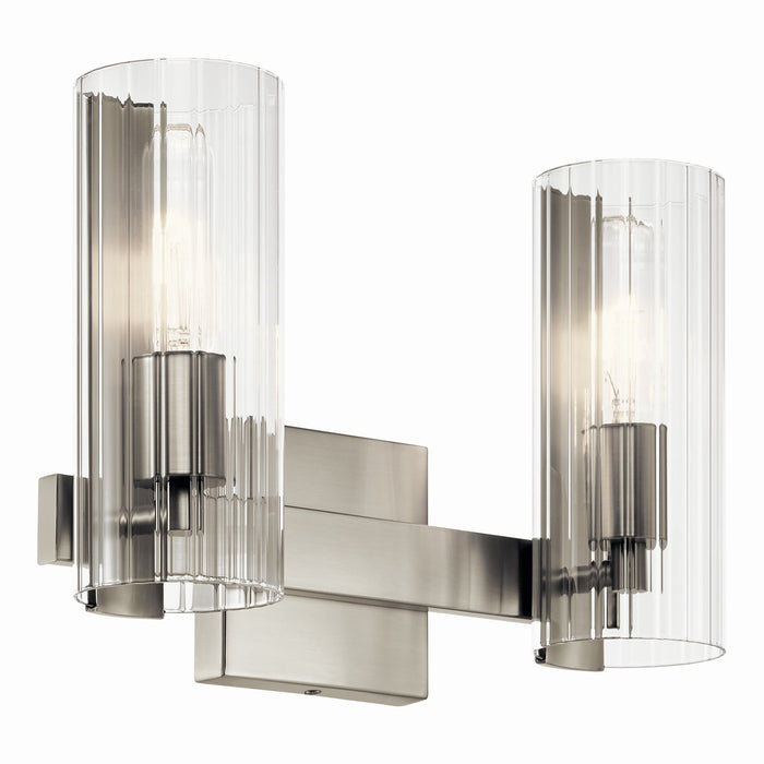 Kichler 13.75 Inch Two Light Bathroom Vanity Lighting with Clear Fluted Glass