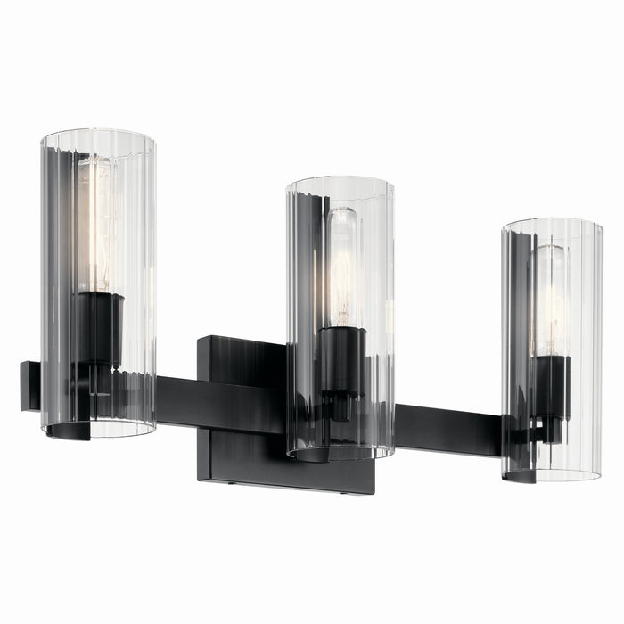 Kichler 22.75 Inch Three Light Bathroom Vanity Lighting with Clear Fluted Glass