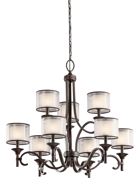 Kichler Nine Light Chandelier In Aavant Garde Double Shades Finish