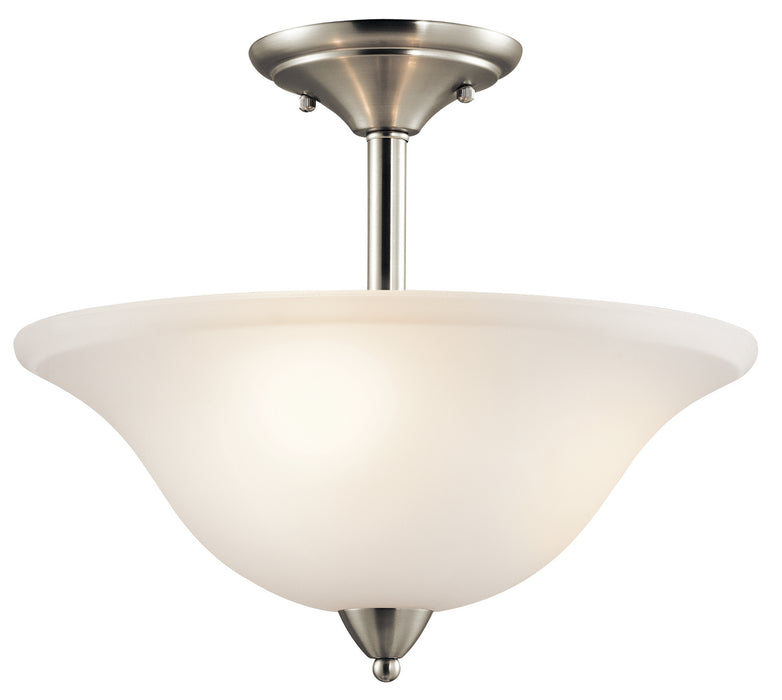 Kichler Three Light Semi Flush Mount In Brushed Nickel Finish