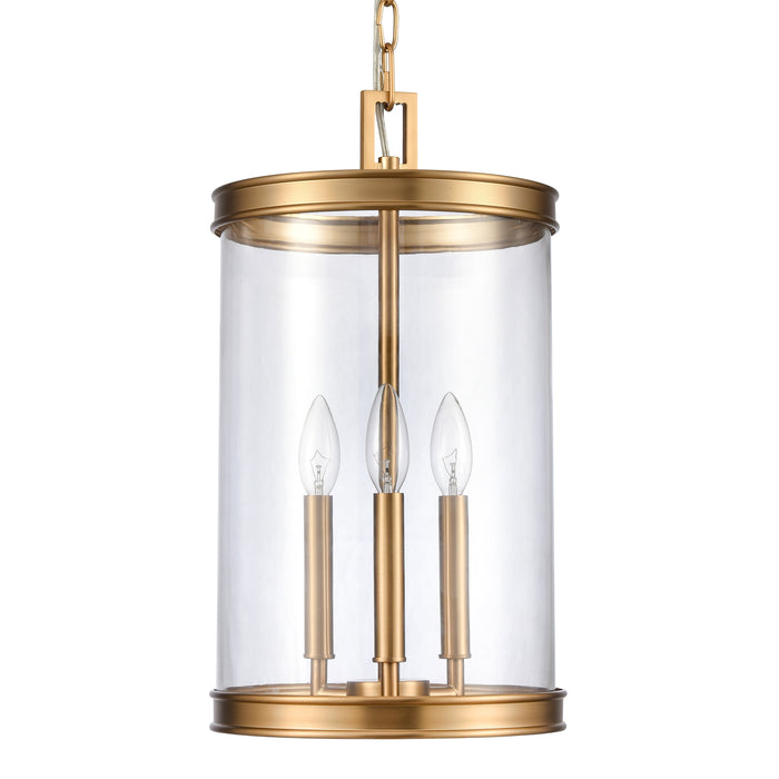 Mendoza 10.25 Inch Wide 3-Light Pendant in Brushed Gold