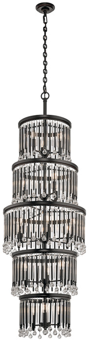 Kichler 18 Light Grand Chandelier with Clear Glass and Metal Rods Finish