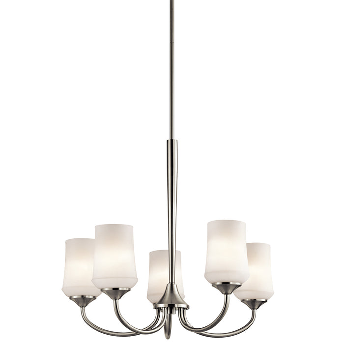 Kichler LED Chandelier with Satin Etched Cased Opal Glass Shape