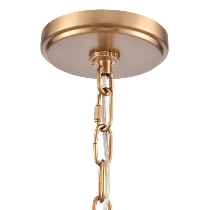 Rydell 24.5 Inch Wide 5-Light Chandelier In Brushed Gold and Rattan