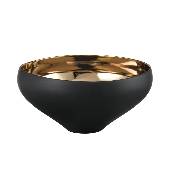 Greer Bowl In Tall Black and Gold Glazed