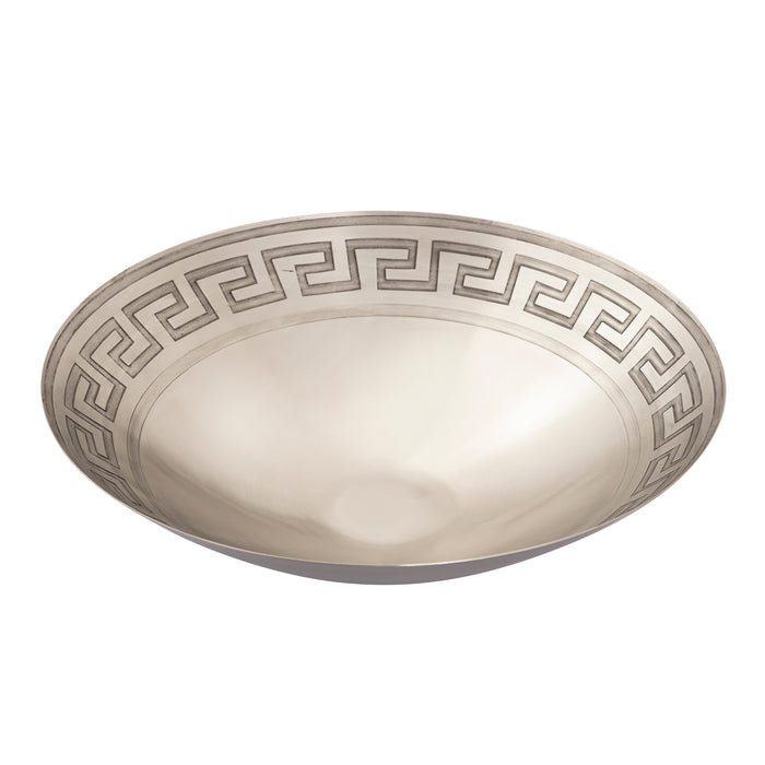 Greek Key Centerpiece Bowl In Nickel