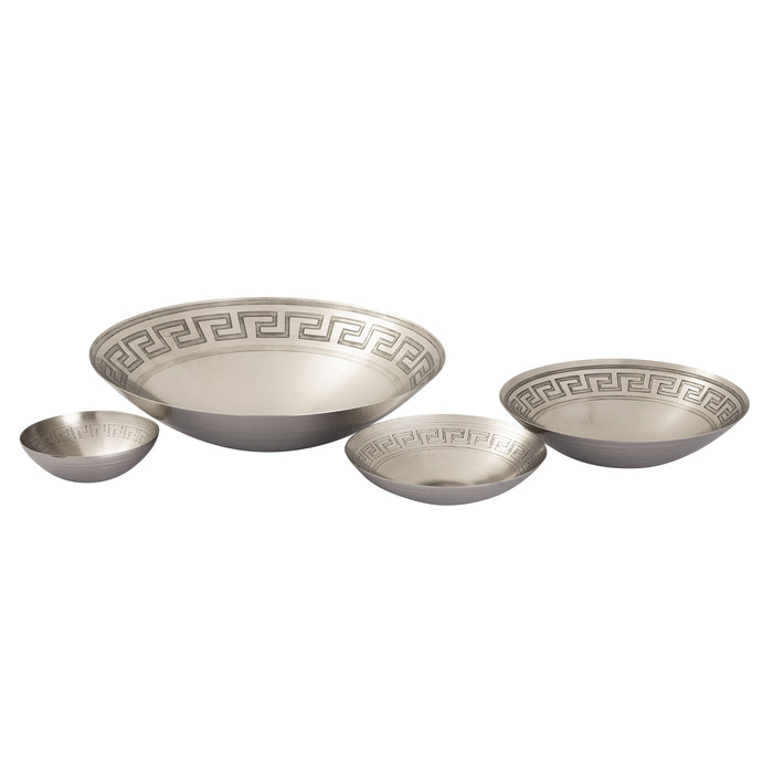 Greek Key Centerpiece Bowl In Nickel