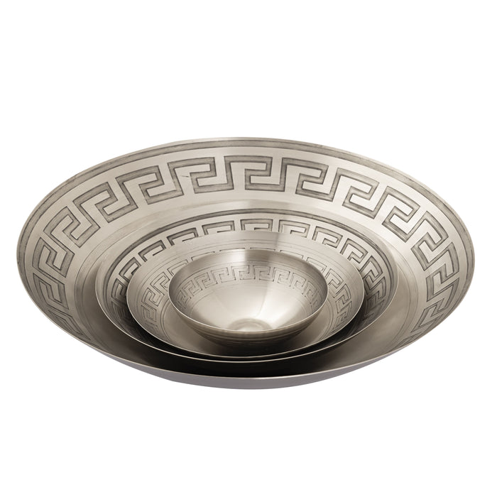 Greek Key Centerpiece Bowl In Nickel