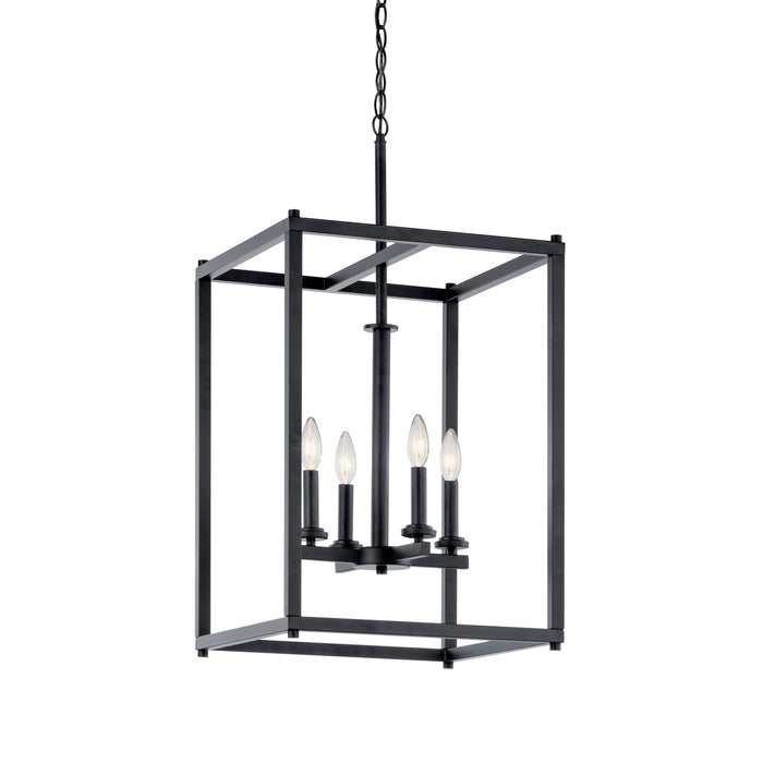 Kichler Four Light Foyer Pendant In Black Finish