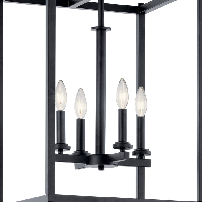 Kichler Four Light Foyer Pendant In Black Finish