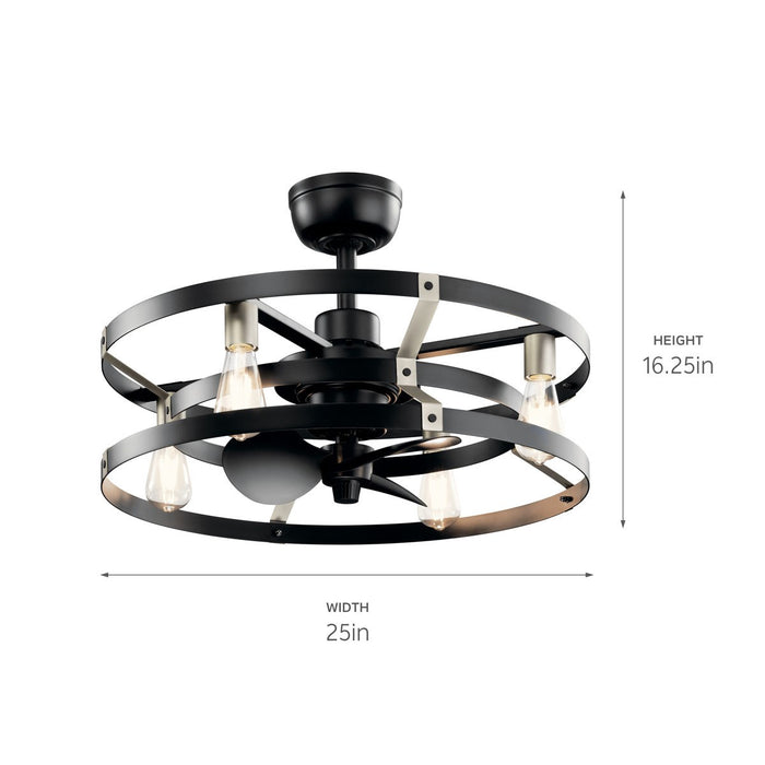 Kichler 13 Inch Ceiling Fan, E26 7W Maxlight Bulbs