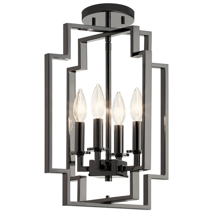 Kichler 17 Inch Four Light Foyer Pendant Midnight Chrome