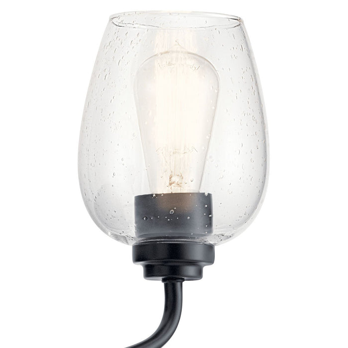 Kichler One Light Wall Sconce In Goblet Shaped Clear Seeded Glass Shades