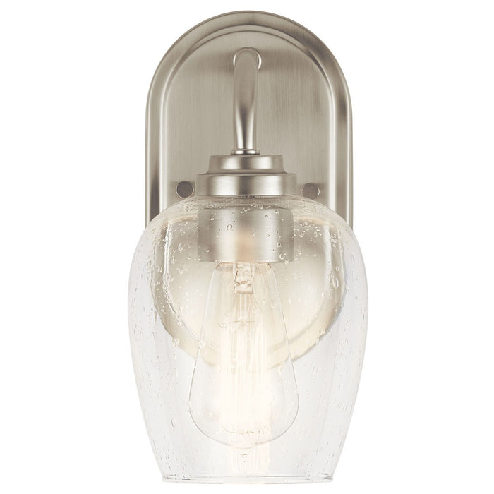 Kichler One Light Wall Sconce In Goblet Shaped Clear Seeded Glass Shades