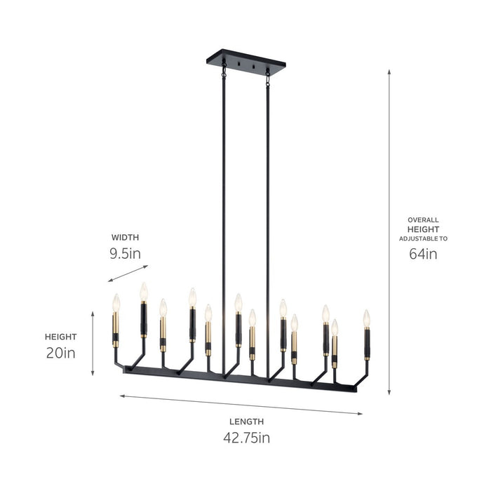 Kichler 42.75 Inch 12 Light Linear Chandelier