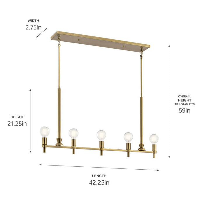 Kichler 21.25 Inch Five Light Linear Chandelier