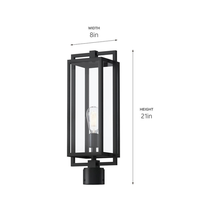 Kichler 21 Inch One Light Outdoor Post Mount In Black Finish