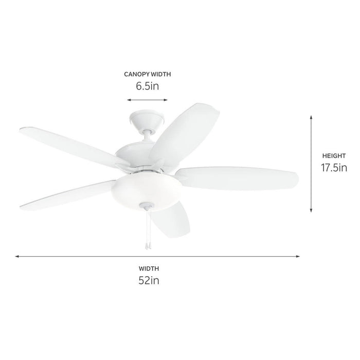 Kichler 52 Inch Ceiling Fan with Universal Bowl LED Light Kit