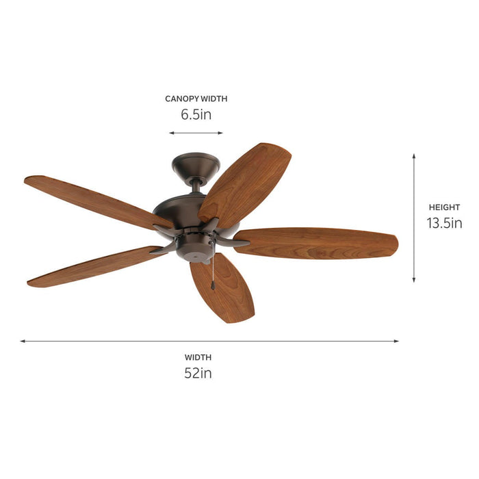 Kichler 52 Inch Ceiling Fan with Reversible Clean Lined Style Blades